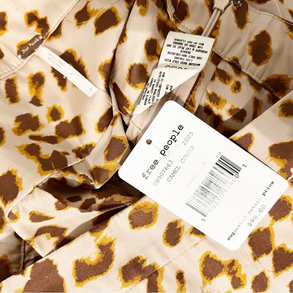 NWT Free People Normani Brown Leopard Print Satin Midi Skirt Size 4 - Picture 4 of 7